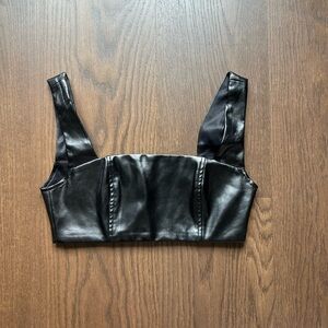 Edikted Black Faux Leather Crop Top